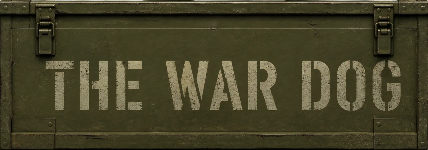 The War Dog stencilled on a crate
